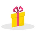 Gift box icon with ribbon and bow. Present package for Christmas or Birthday celebration. Design element for sale banner Royalty Free Stock Photo